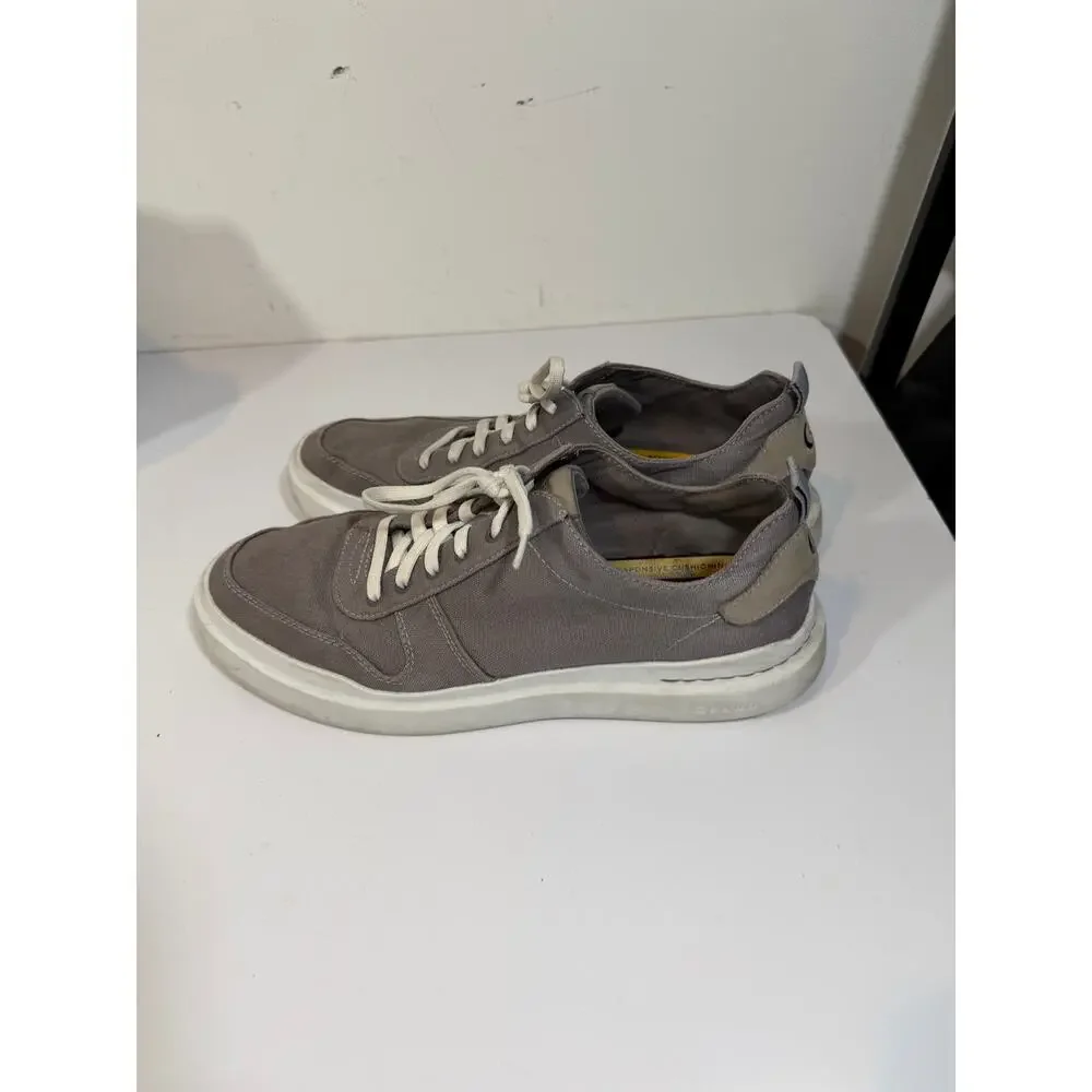 Cole Haan Grandpro Rally Shoes Grey Canvas Court Sneakers C34740 Mens US Size 10